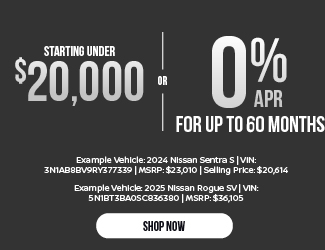 Select New Nissan Models offer
