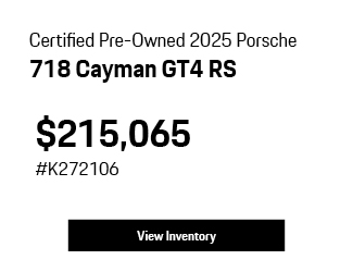Certified Pre-Owned 2025 Porsche 718 Cayman GT4 RS offer