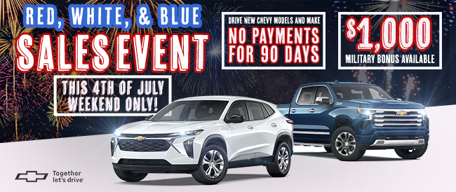 Red white and blue sales event - this 4th of july weekend only at Rountree Moore Chevrolet