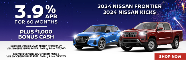 2024 Nissan Frontier and 2024 Nissan Kicks offer