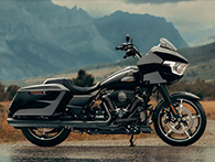 Side view of a parked motorcycle