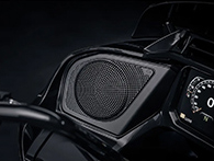 Close up on a speaker of a motorcycle