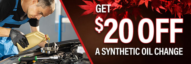 Get 20 dollars off synthetic oil change