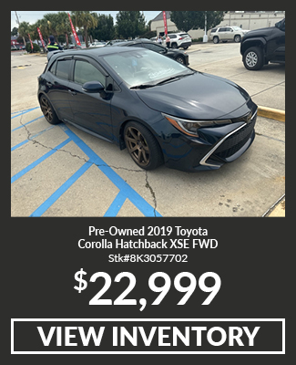 Pre-Owned	2019	Toyota	Corolla	Hatchback XSE FWD	