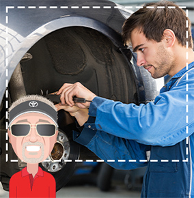 Mechanic working on Brakes