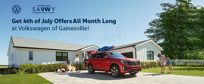 Get Forth of July offers all month long at Volkswagen of Gainesville