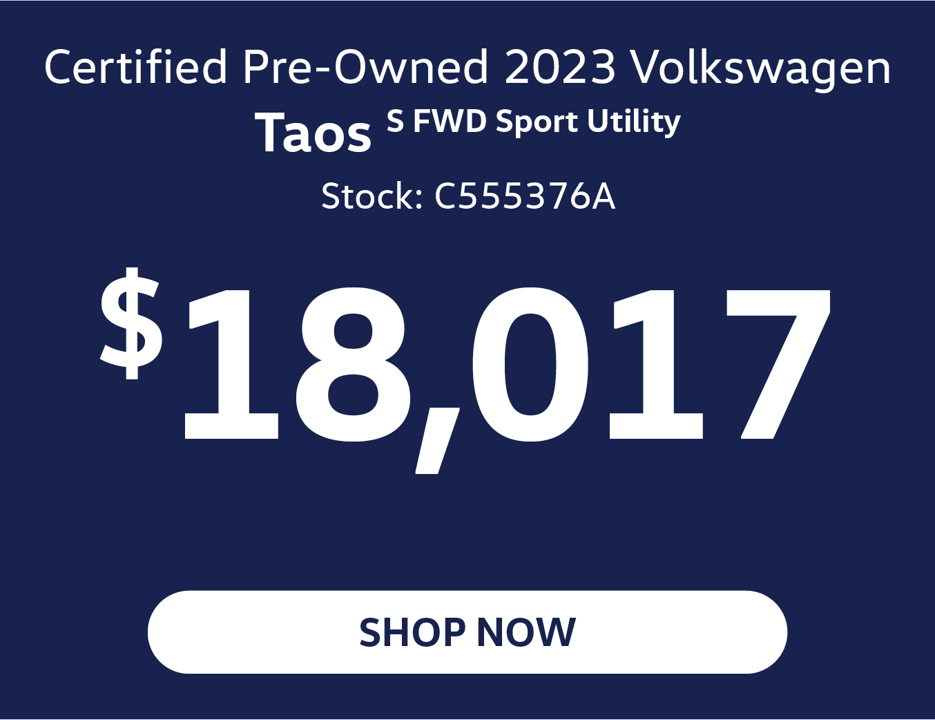 Certified Pre-Owned 2023 Volkswagen Taos offer