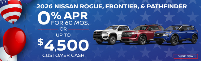 2026 Nissan Rogue, Frontier, and Pathfinder offer