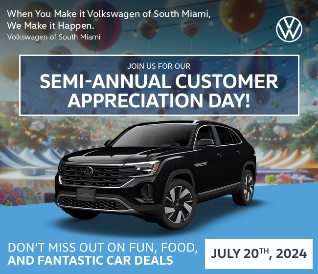 Celebrate and save At Volkswagen of South Miami - Aday of deals music and more