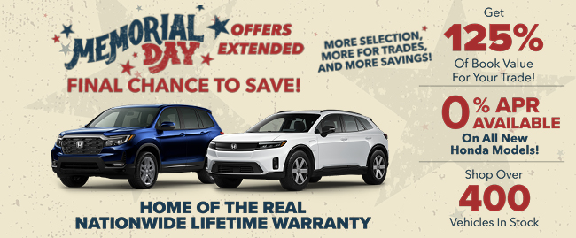 Memorial Day all month long at Westshore Honda