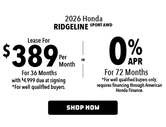 2026 Honda Ridgeline Sport AWD offer