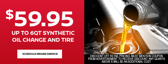 Service offer on synthetic oil change and tire rotation