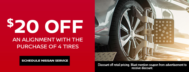 $20 off alignment with purchase 4 tires