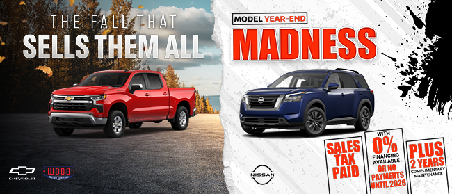 Get championship level performance when you shop at Wood Motor Chevrolet Harrison and Wood Motor Nissan