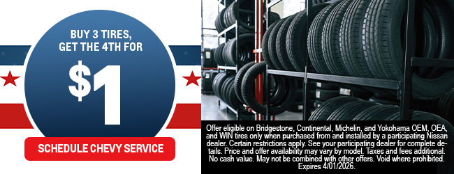 Buy 3 tires get the 4th for $1 offer