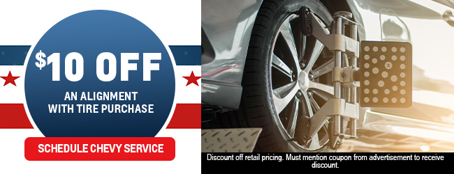 $10 off any alignment with tire purchase offer