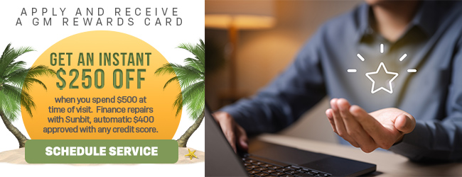 Apply and receive a GM rewards card get an instant $250 off offer