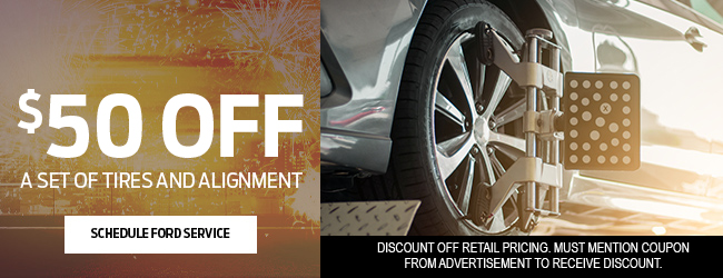 discount off alignment with purchase of 4 tires