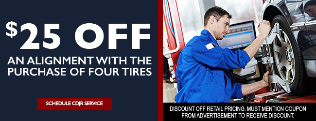 discount off alignment with purchase of 4 tires