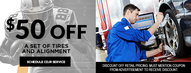 discount off alignment with purchase of 4 tires