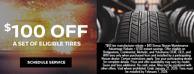 $100 Off A Set Of Eligible Tires special