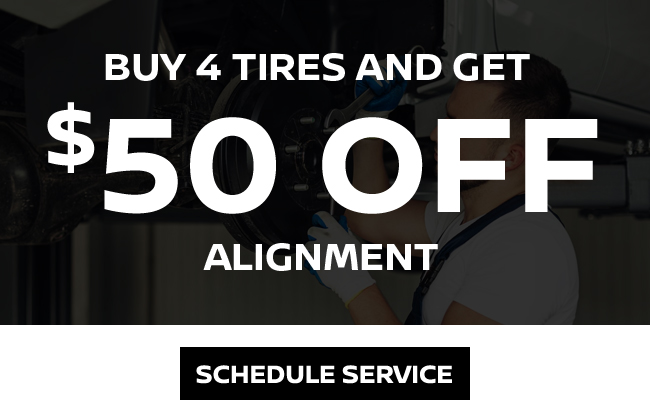 Buy 4 tires and get $50 off alignment